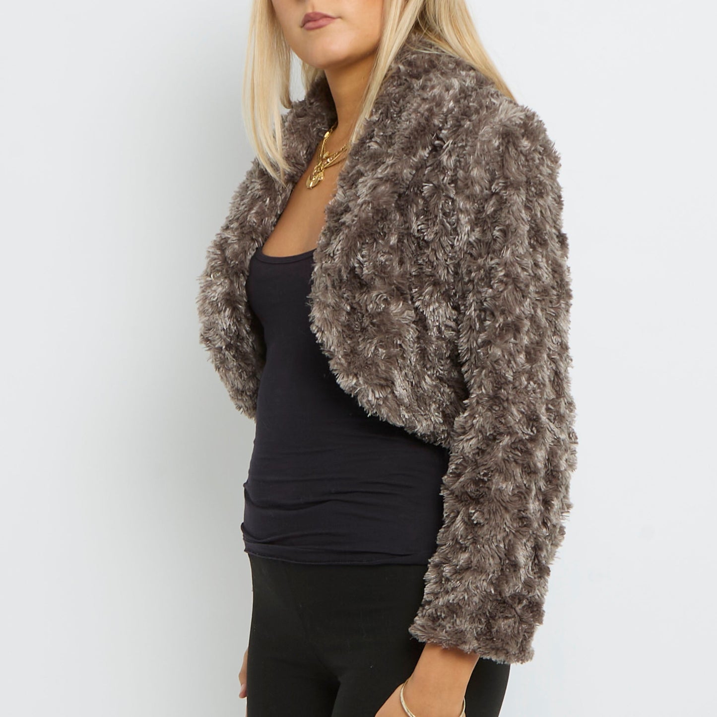 Faux Fur Bolero Style Jacket- UK 8