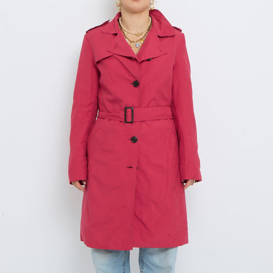 Belt Detail Buttoned Short Trench Coat - 8