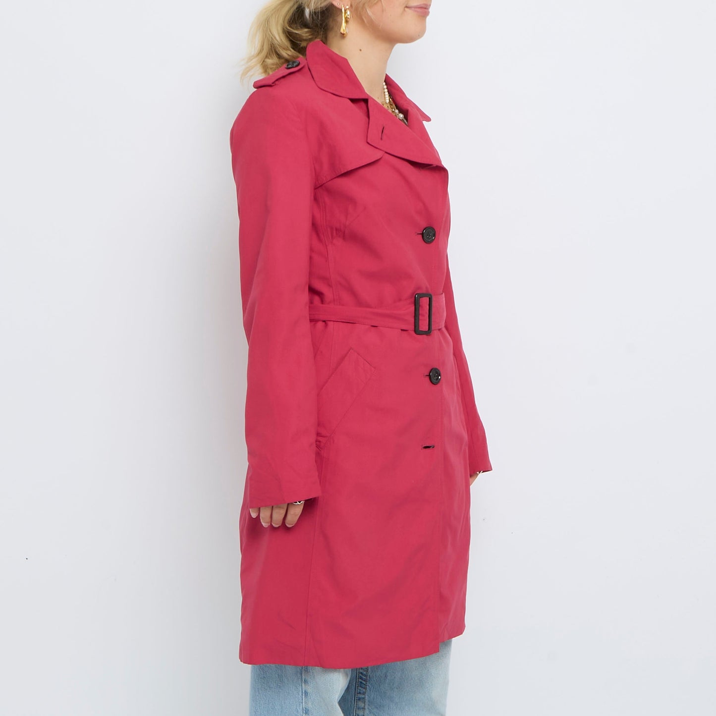 Belt  Buttoned Short Trench Coat - UK 8