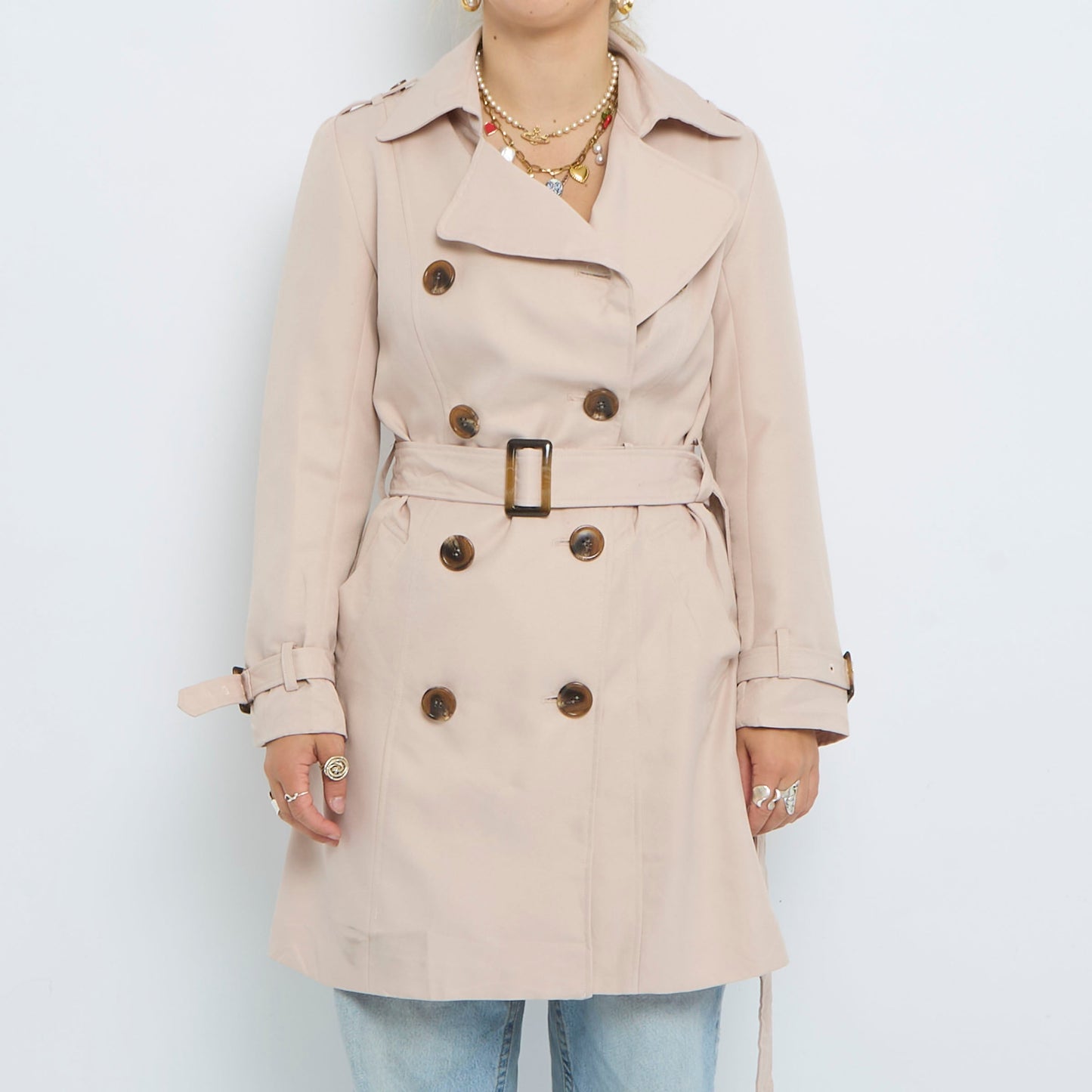 Belt Detail Double Breasted Trench Coat - UK 8