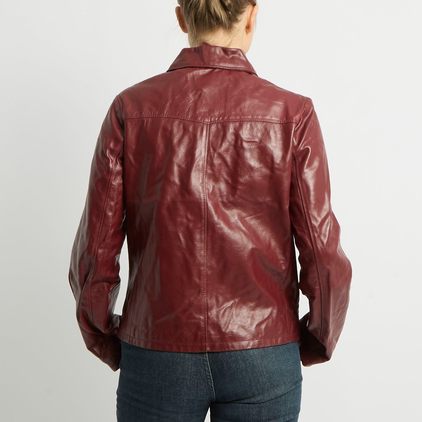 Fitted Leather Shirt Jacket - UK 8