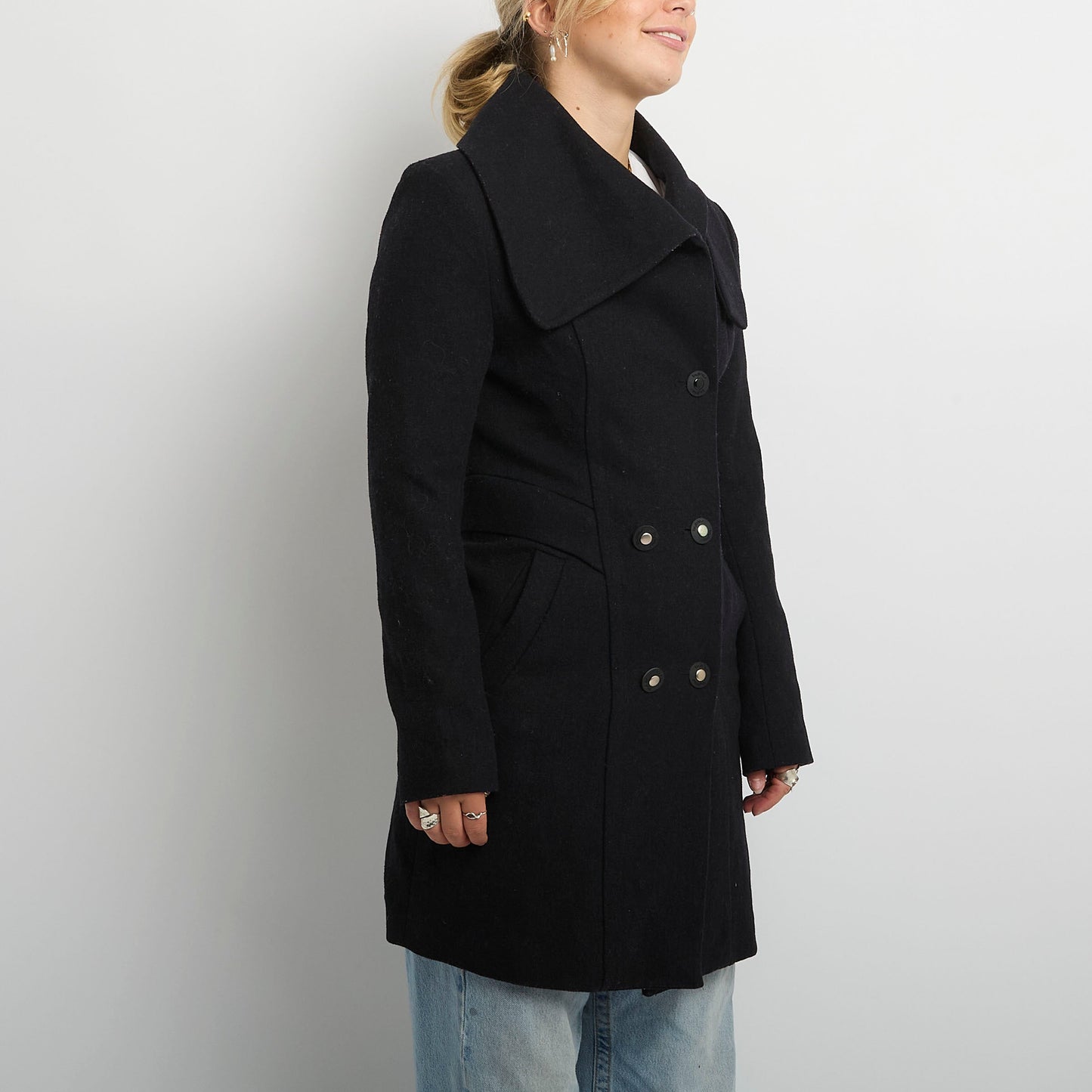 Byblos-Wool Double Breasted Trench Coat - UK 12