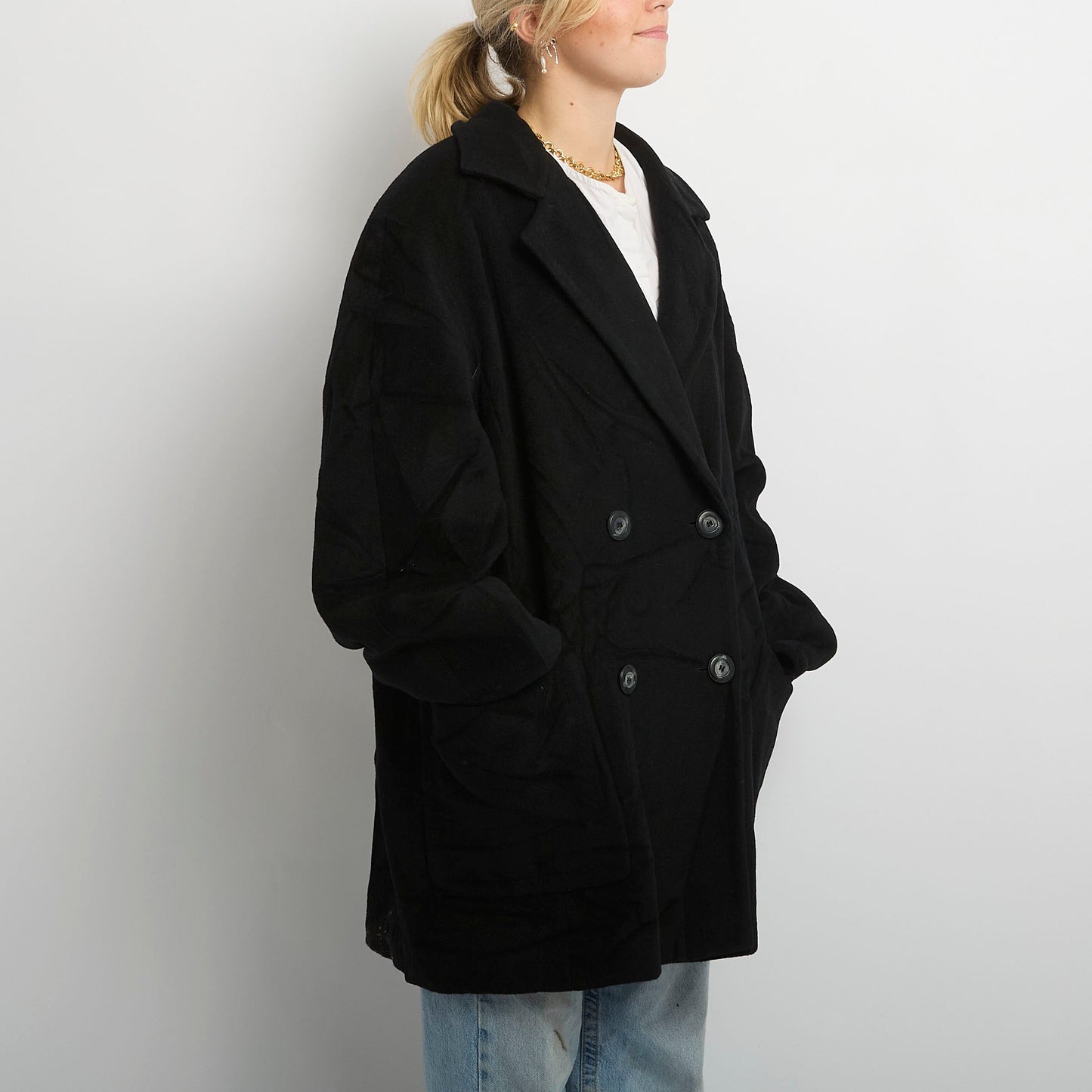 Italian Wool Mix Double Breasted Coat - UK 14