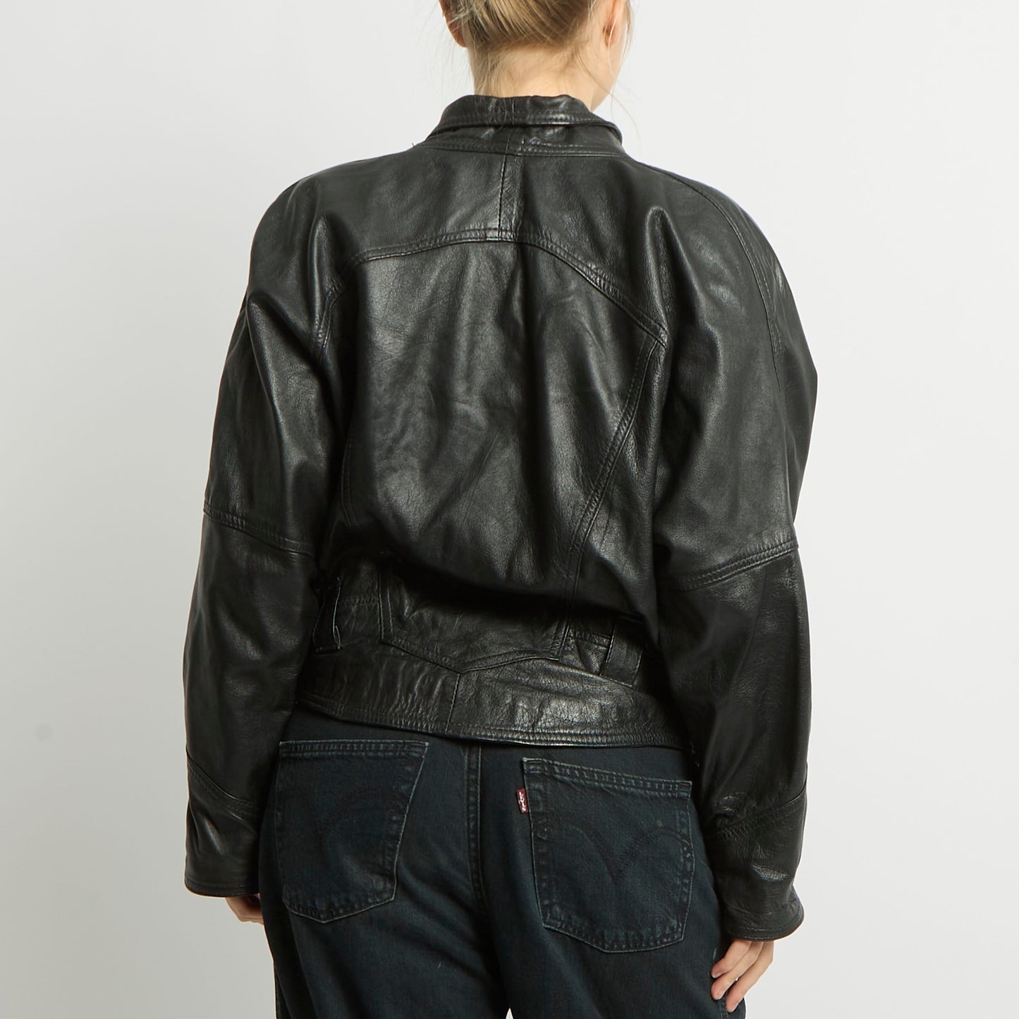 Leather Asymmetric Biker Jacket - UK 16