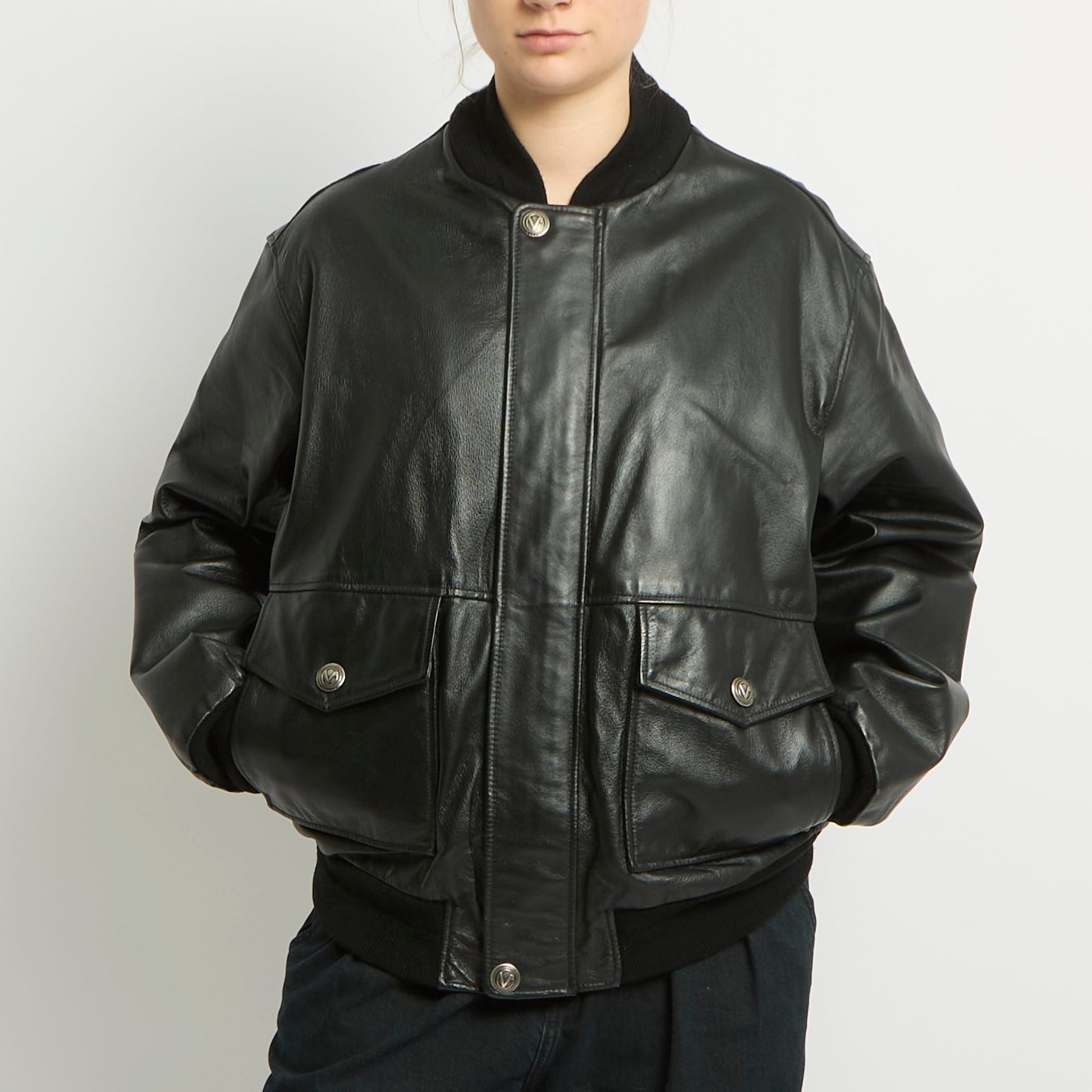 Leather Bomber Jacket - UK 18