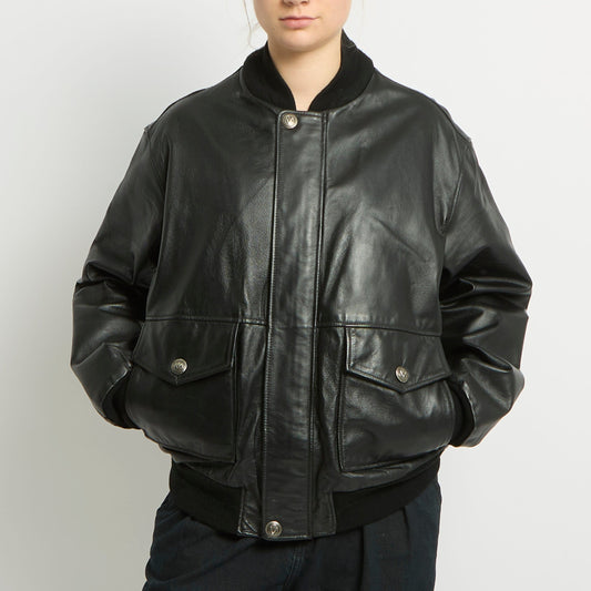 Leather Bomber Jacket - UK 18