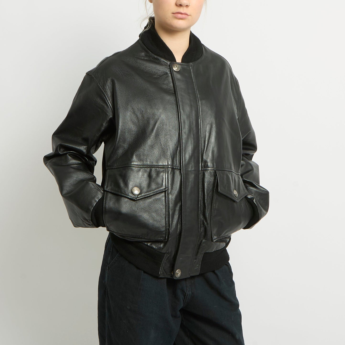 Leather Bomber Jacket - UK 18