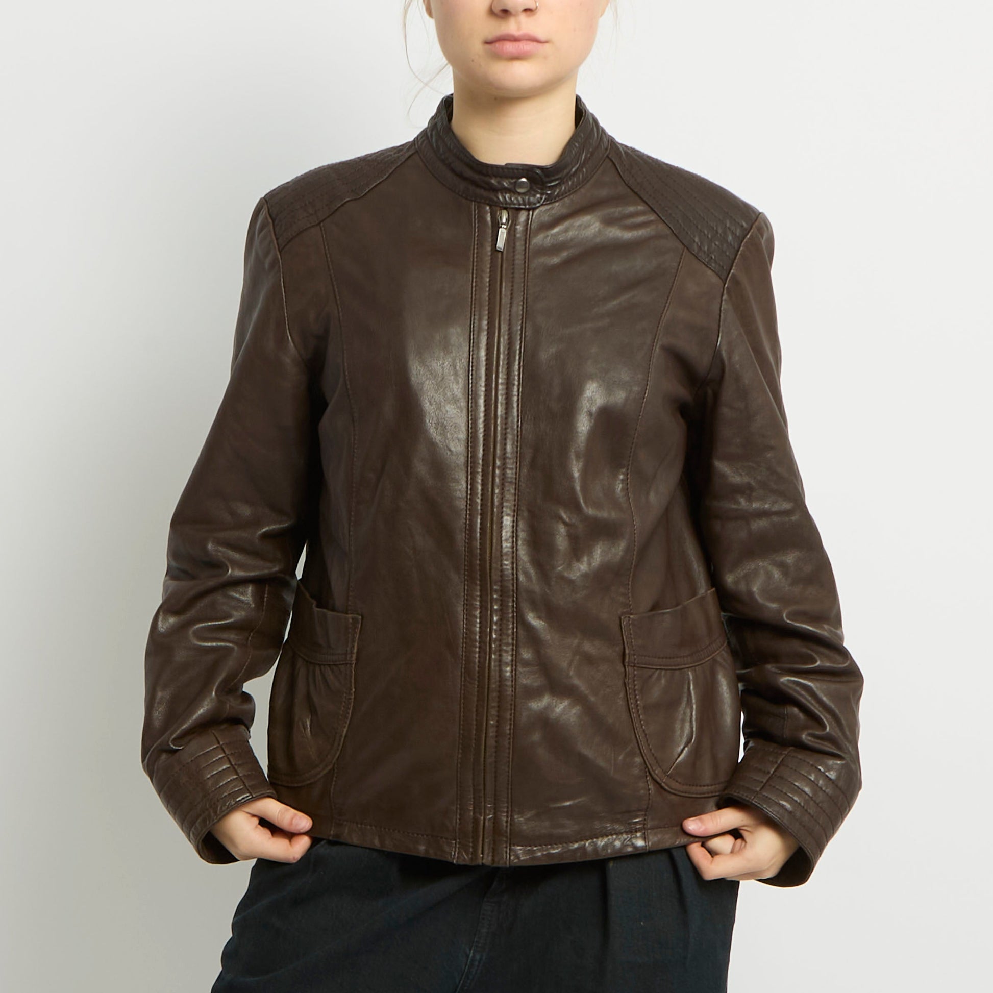 Leather Racer Jacket - UK 14