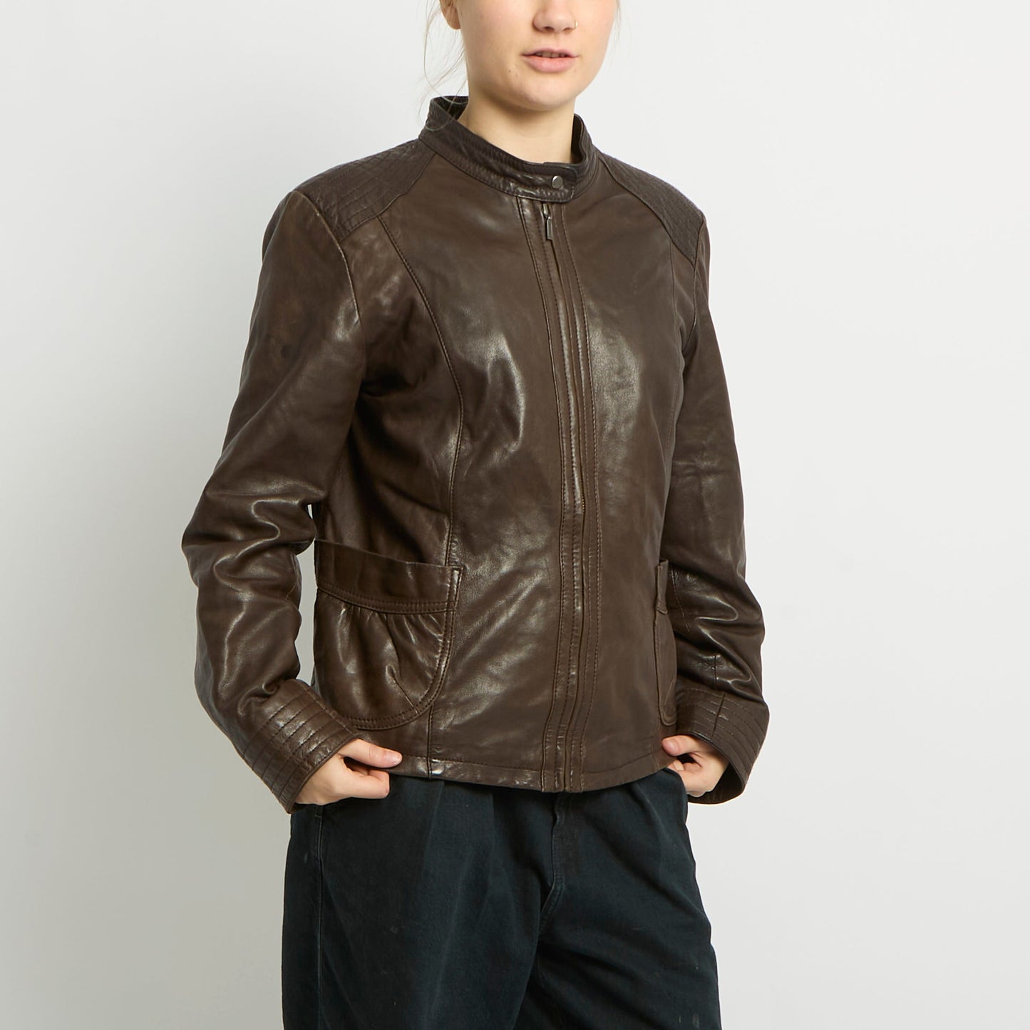 Leather Racer Jacket - UK 14