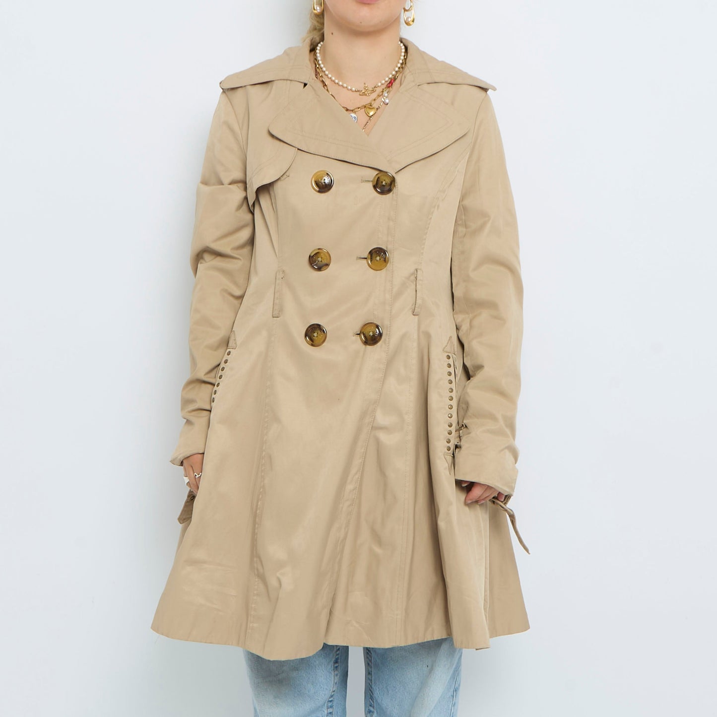 Miss Sixty Buttoned Long Trench Coat - L