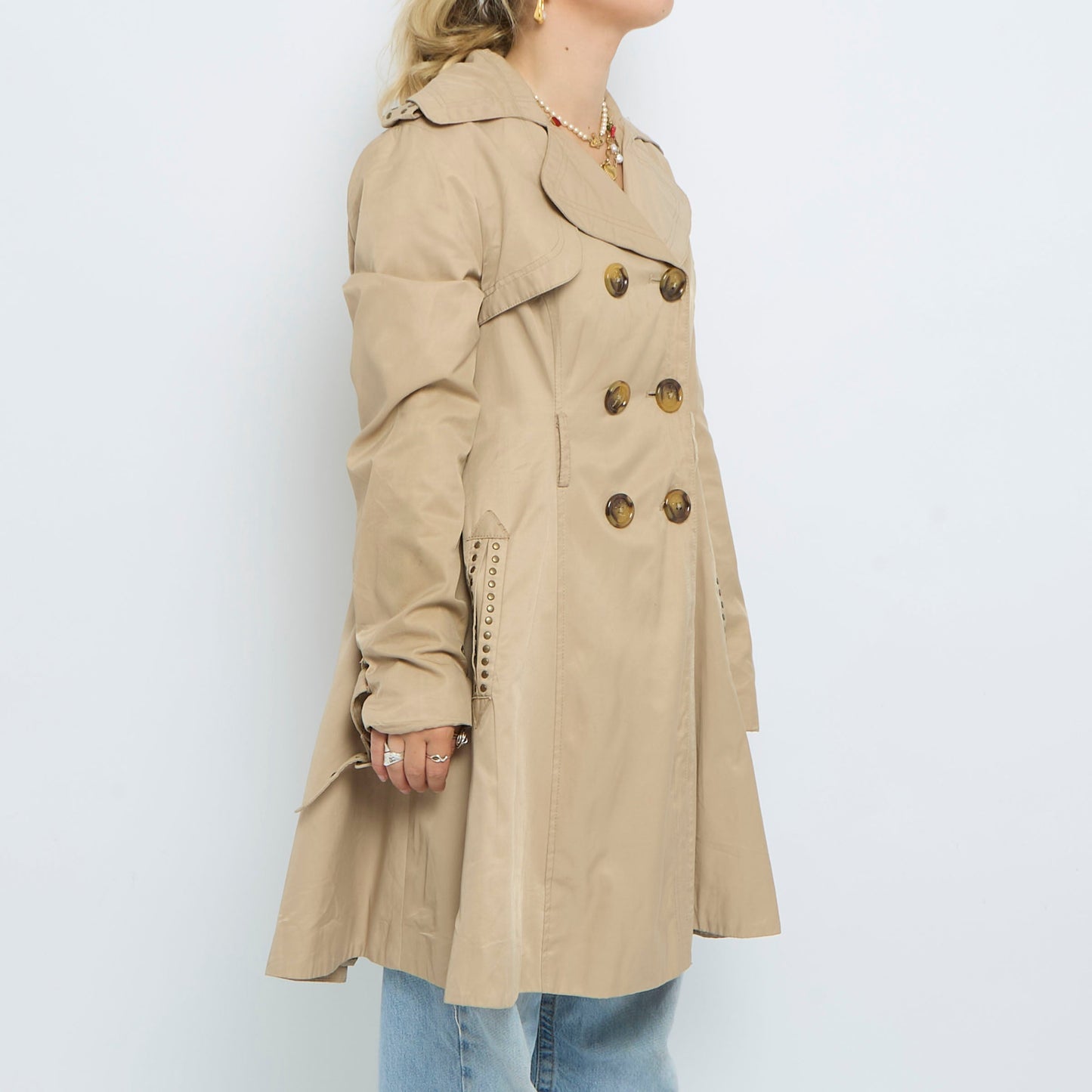 Miss Sixty Buttoned Long Trench Coat - L