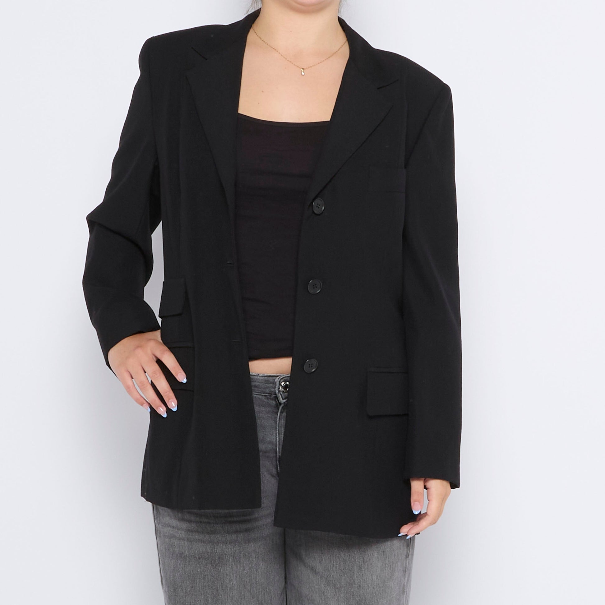 Buttoned Pocket Detail Blazer - L