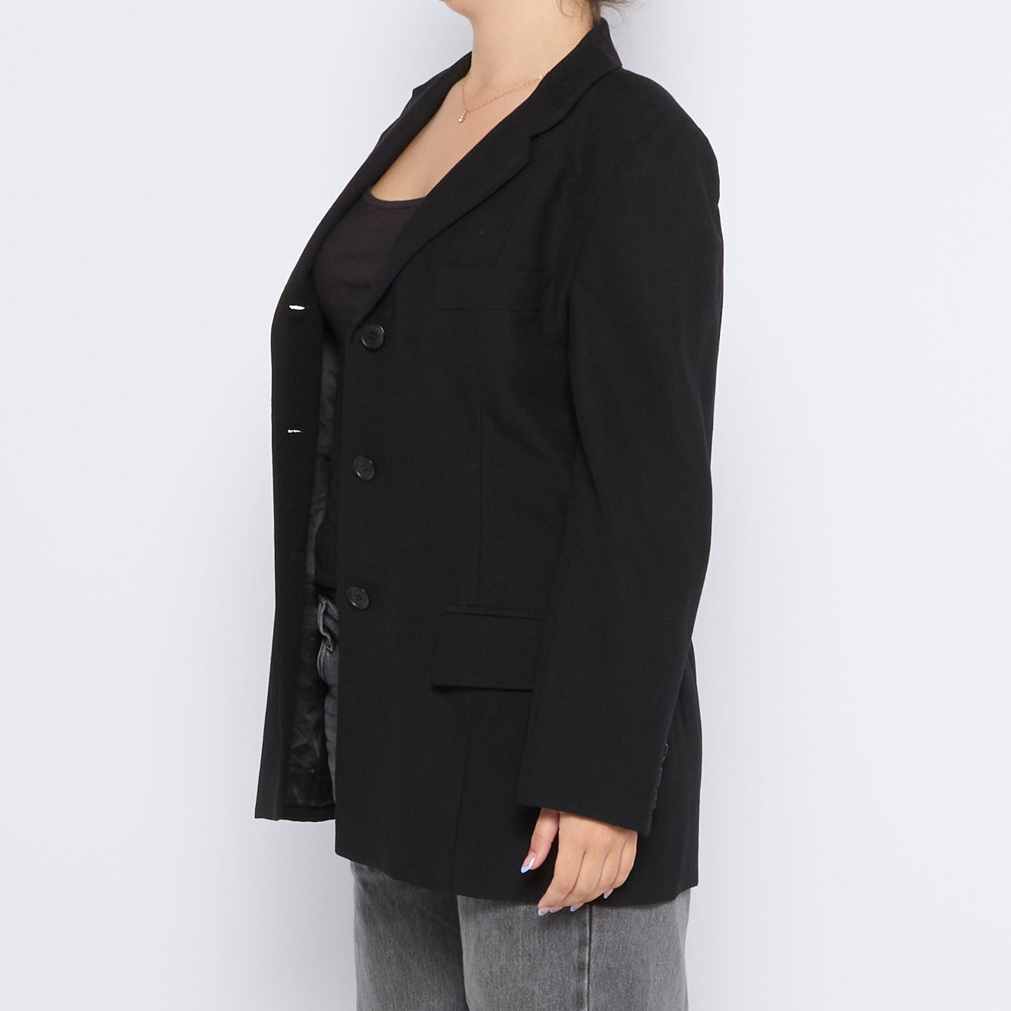 Buttoned Pocket  Blazer - L