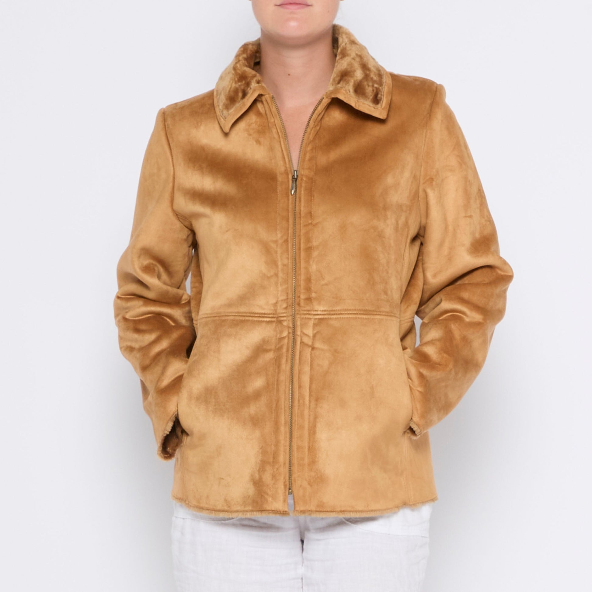 Full Zip Suede Jacket - L