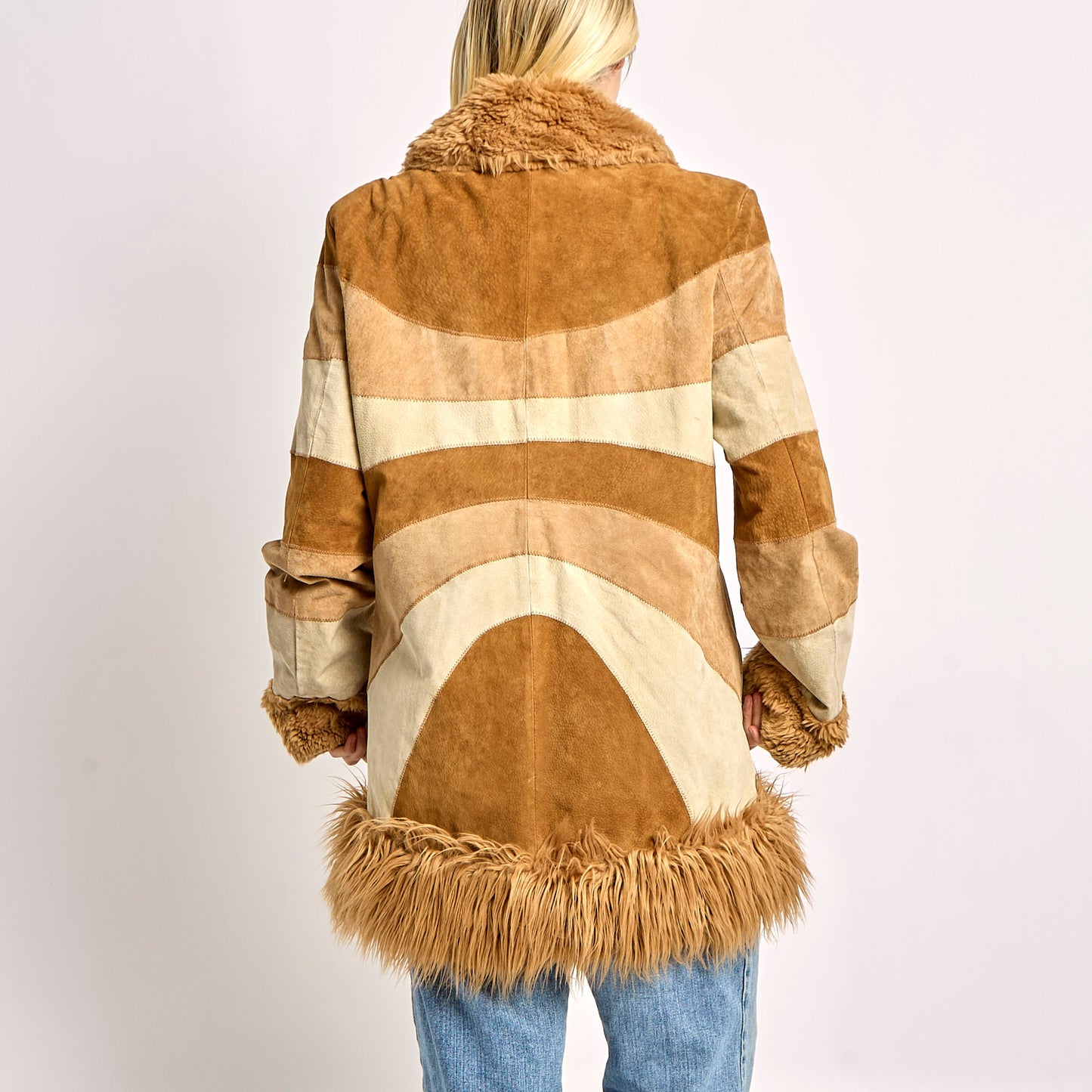 Tonal Suede Afghan Coat - L