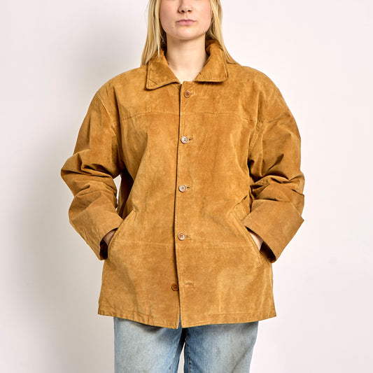 Padded Suede Long Jacket - L