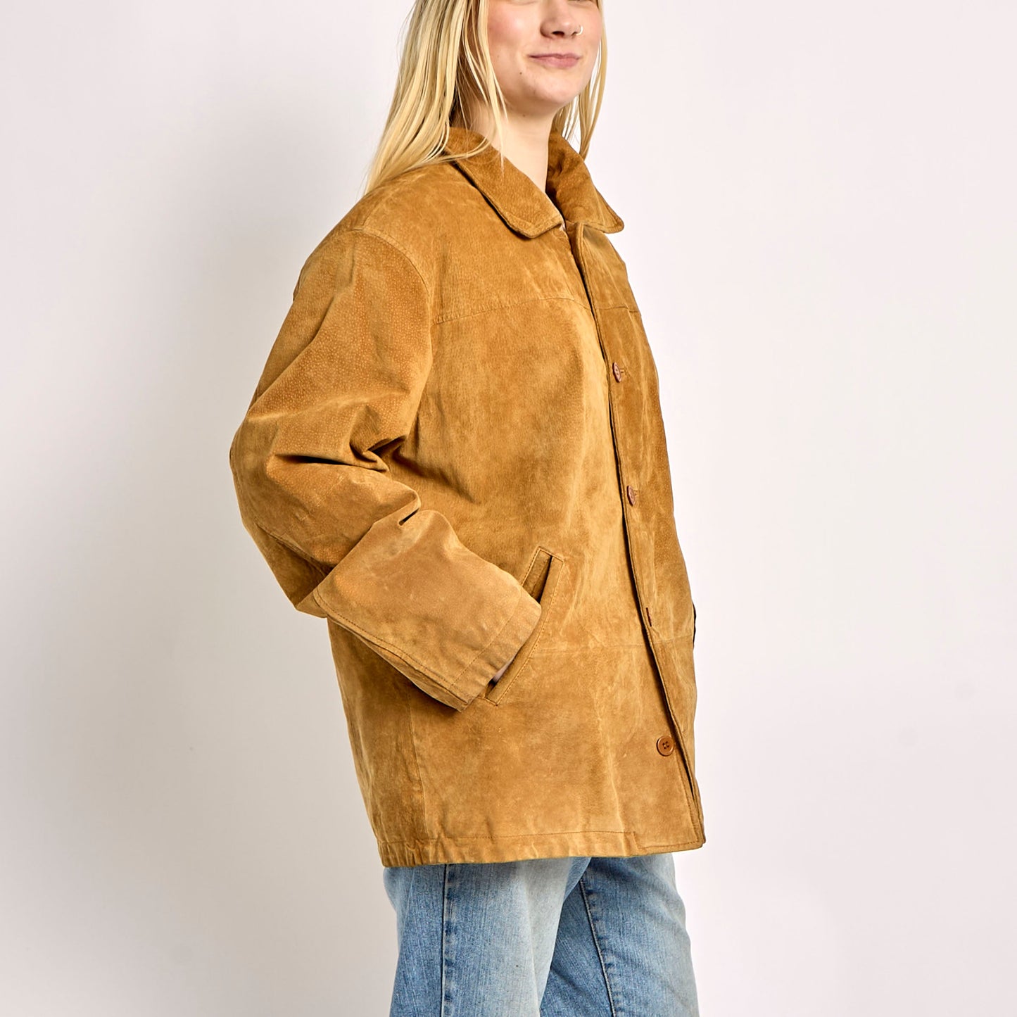 Padded Suede Long Jacket - L