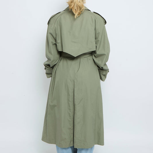 Longline Belted  Buttoned Trench Coat - L