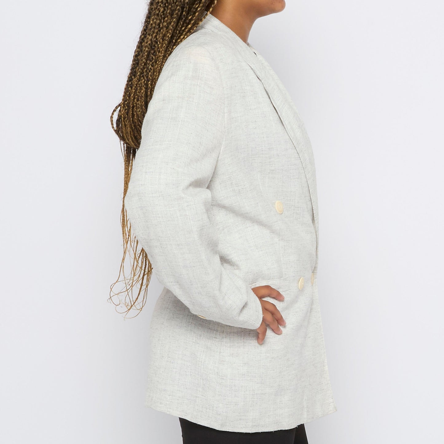 Wool Mix Double Breasted Blazer - L