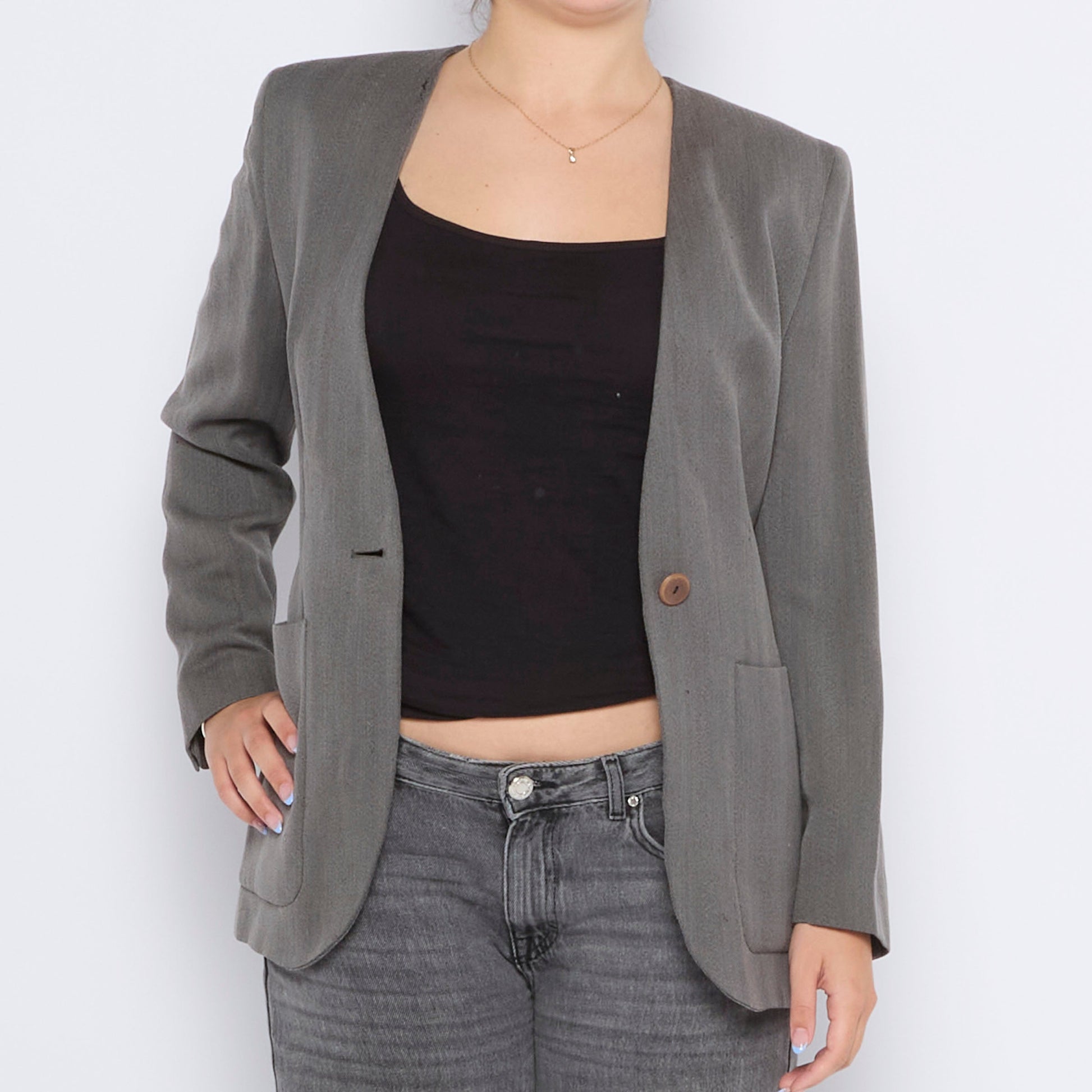 Collarless Blazer - L