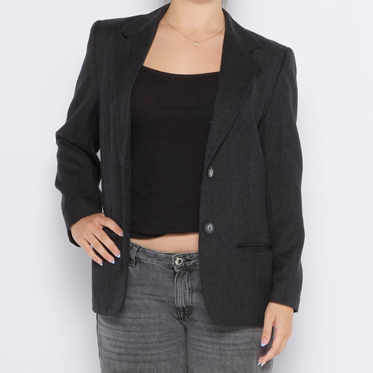 Buttoned Woolen Blazer - L