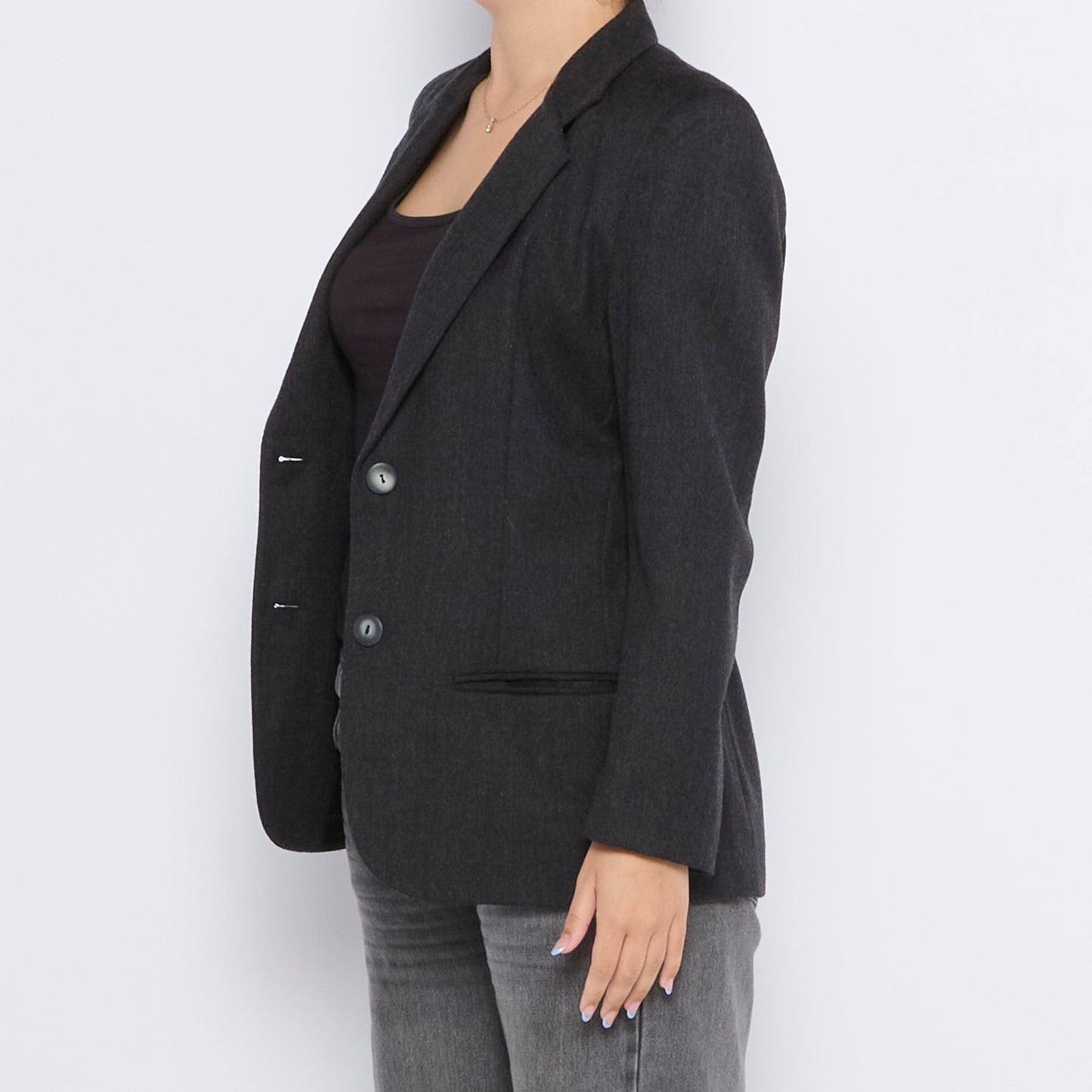 Wool Mix Tailored Blazer - L