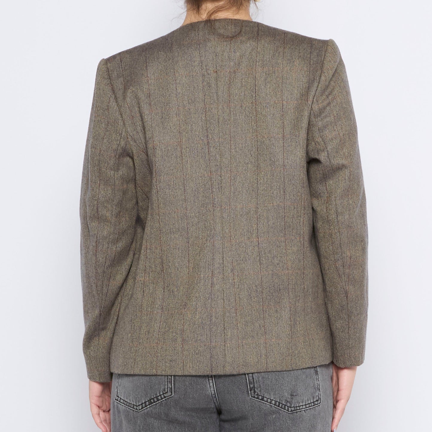 Collarless Tweed Blazer - L