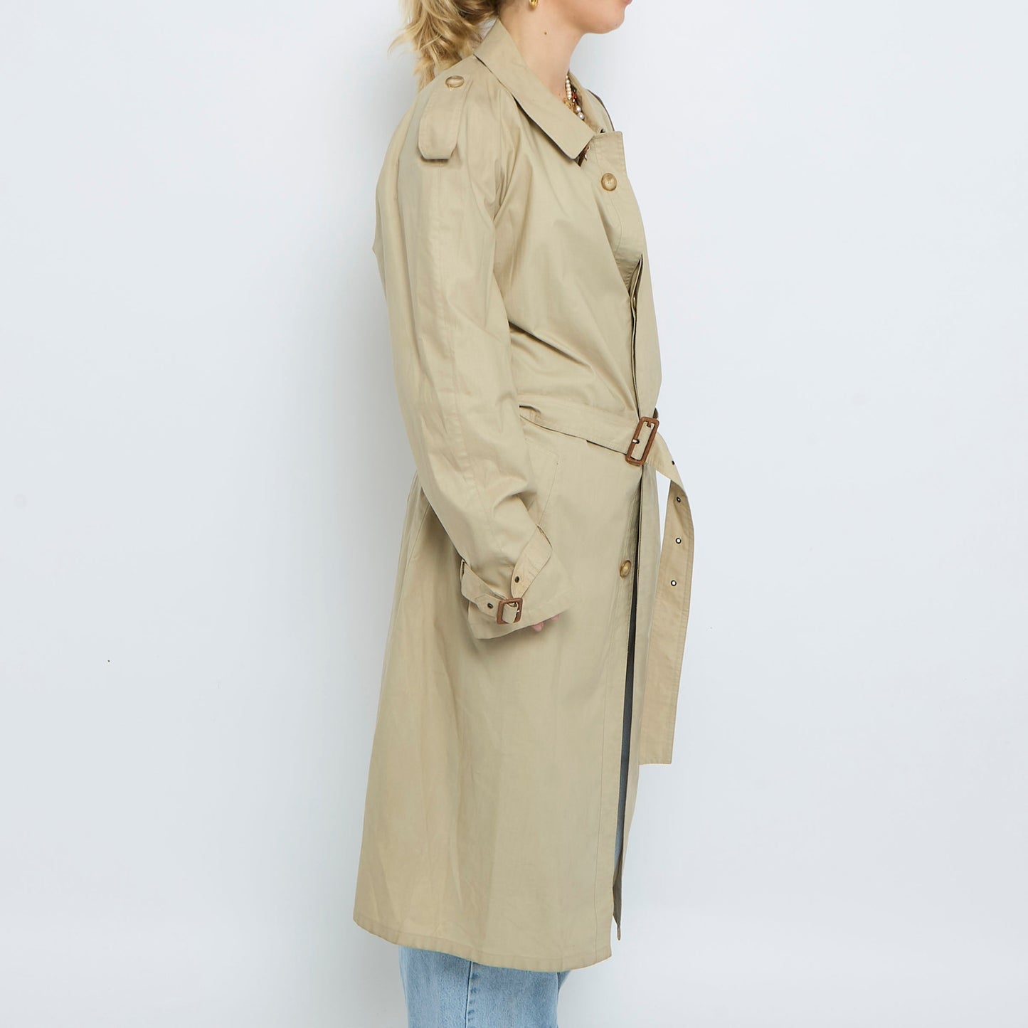 Belt  Buttoned Trench Coat - M