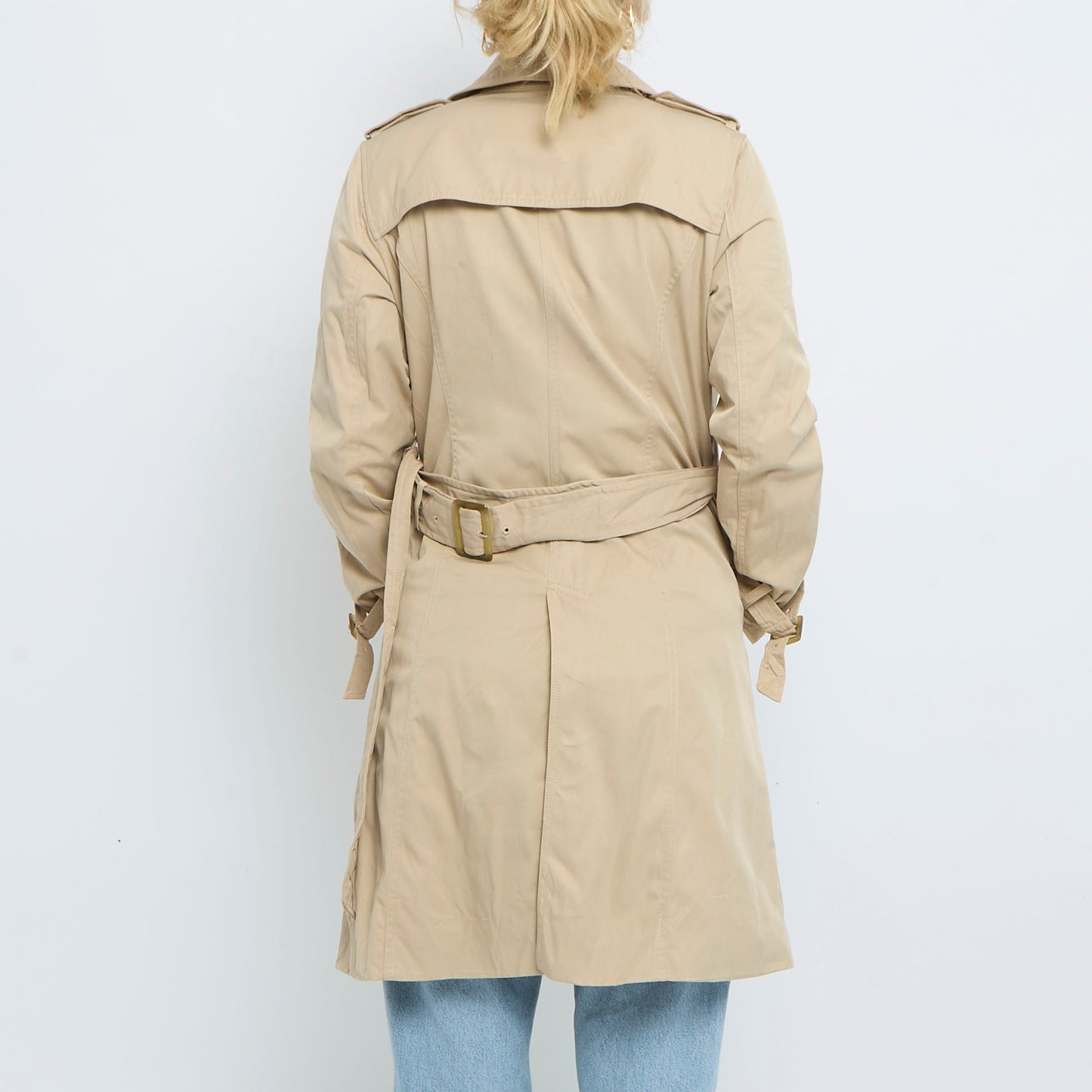 Short Stripe Lined Trench Coat - M