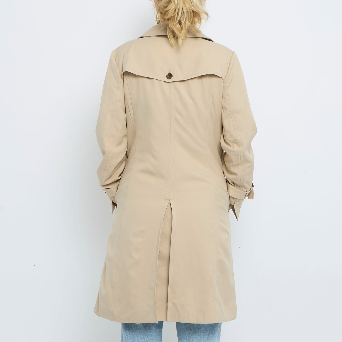 Short Double Breasted Belt  Buttoned Trench Coat - M