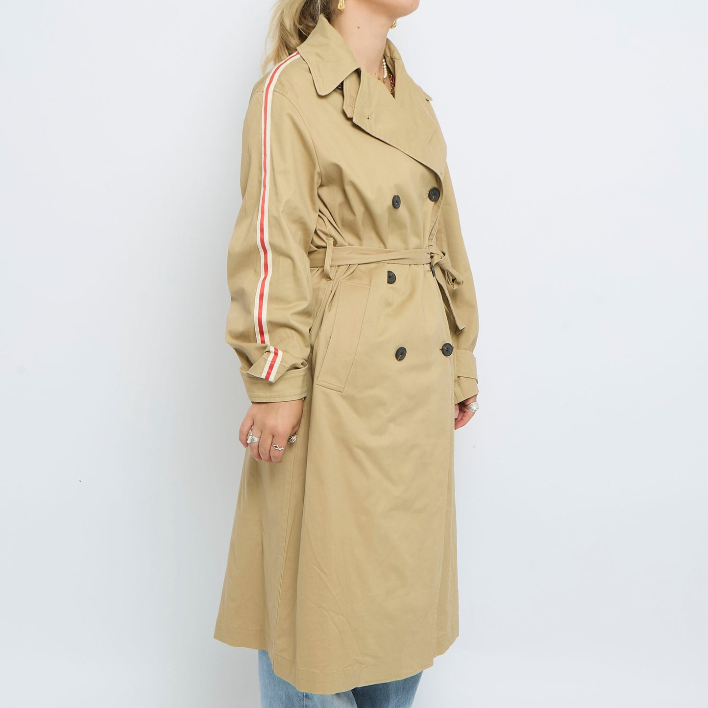 Belt  Buttoned Trench Coat - M