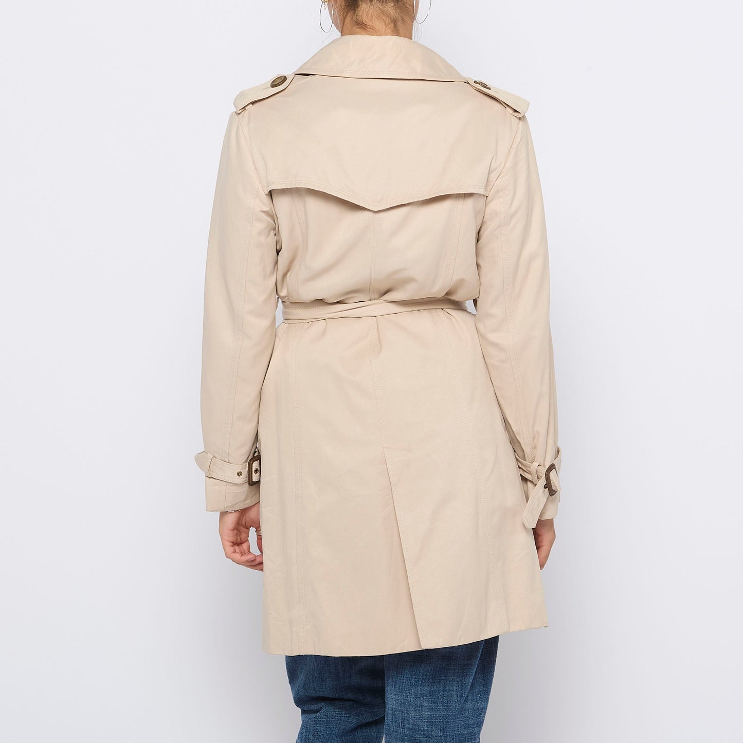 Single Breasted Short Trench Coat - M