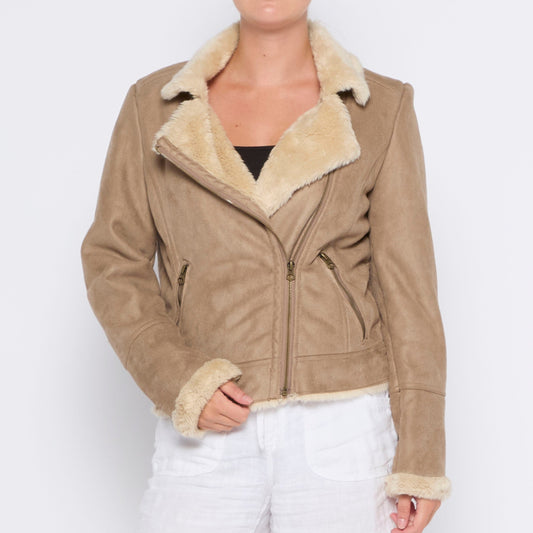 Suede Side Zip Jacket - M