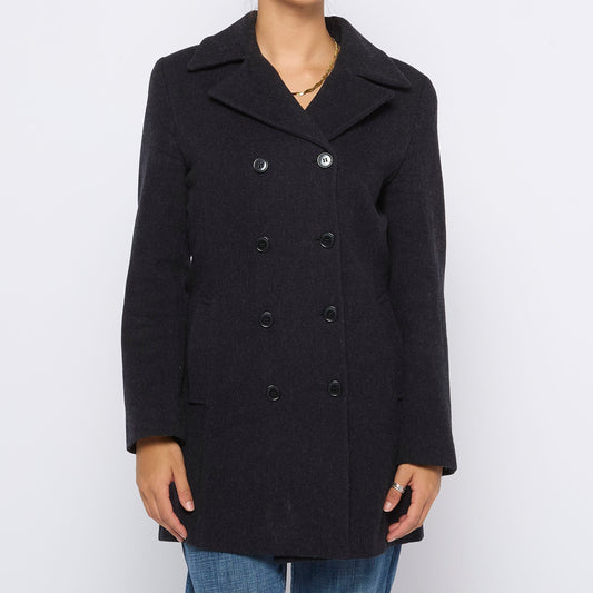 Woolen Button Detail Trench Coat - M