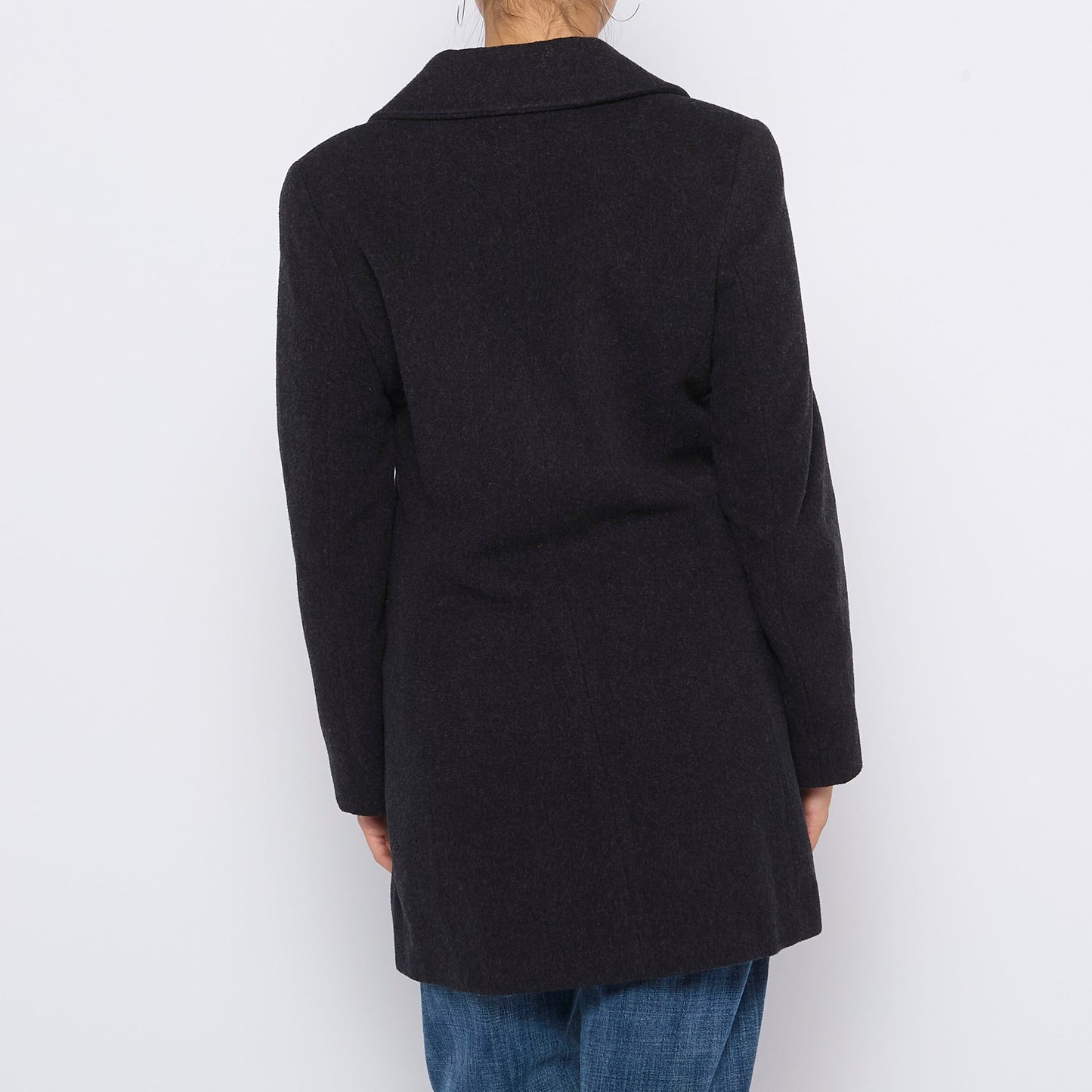 Wool Mix Double Breasted 3/4 Pea Jacket - M