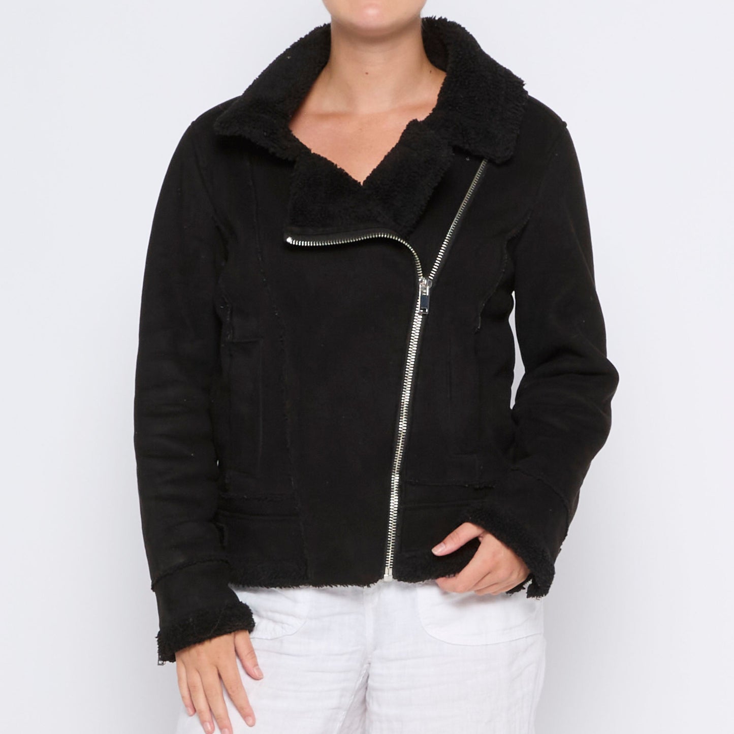 Suede Side Zip Jacket - M