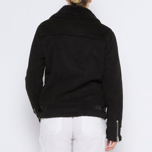 Faux Suede Side Zip Jacket - M