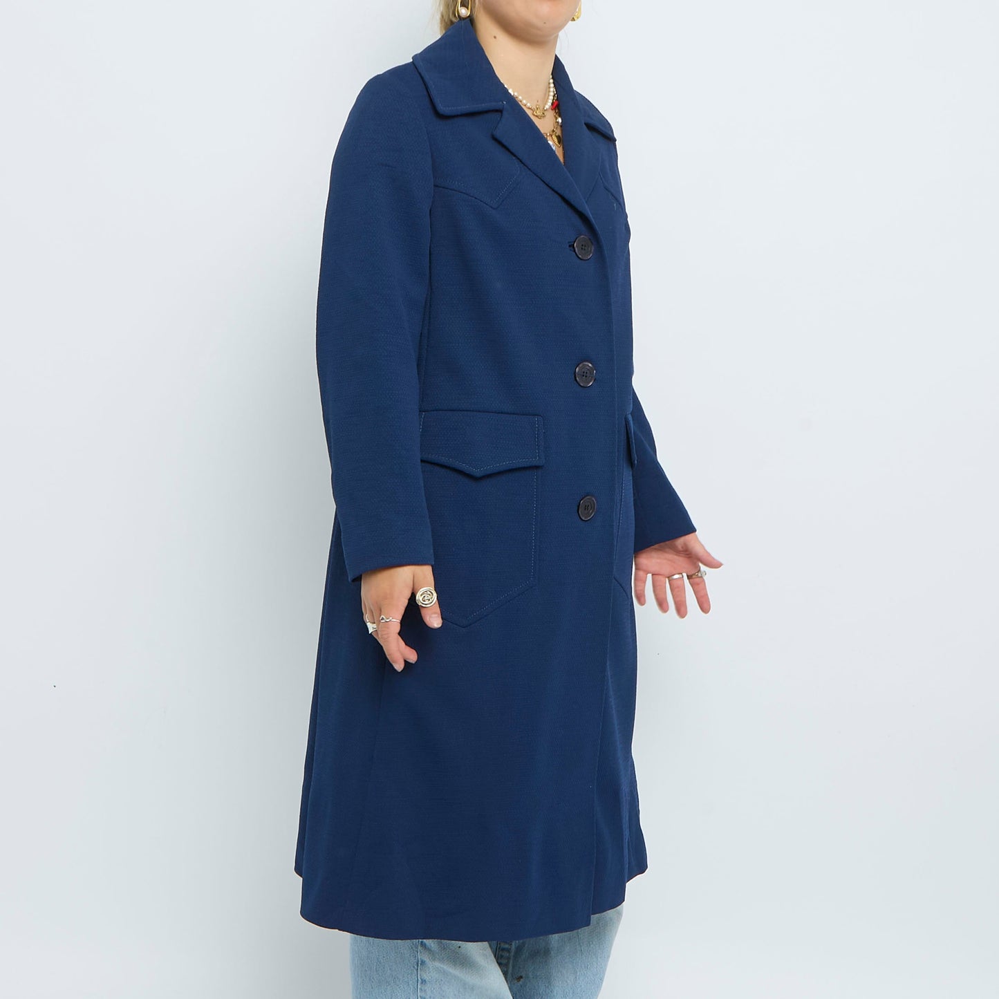 Betty Rose Lined Wool Trench Coat - M