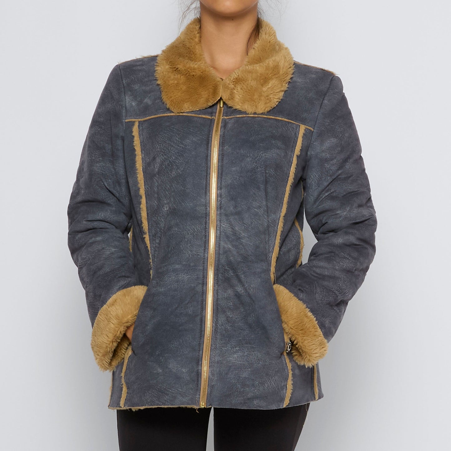 Fur Lined Full Zip Jacket - M