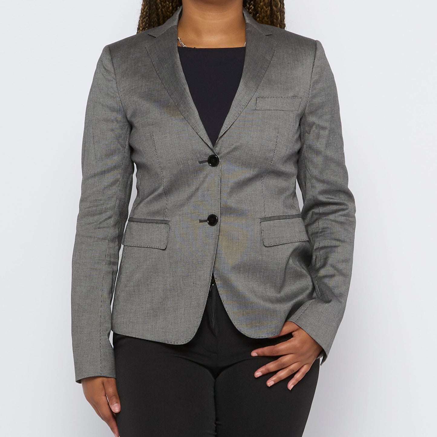 Buttoned Fitted Blazer - M