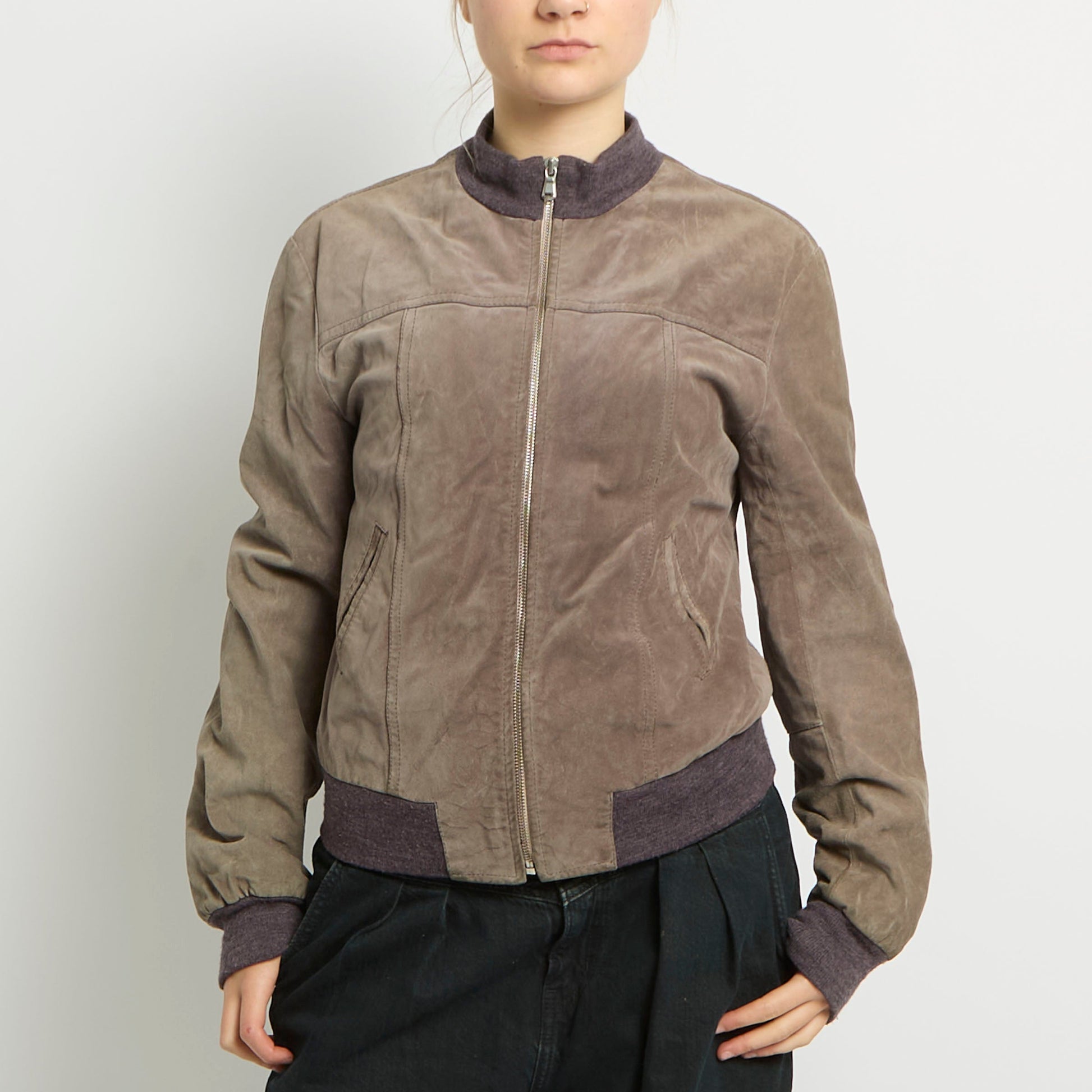 Suede Bomber Jacket - UK 14