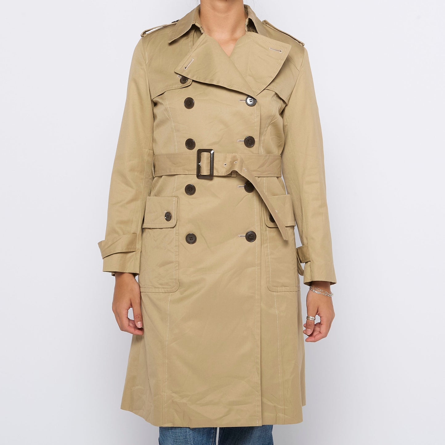 Single Breasted Trench Coat - S