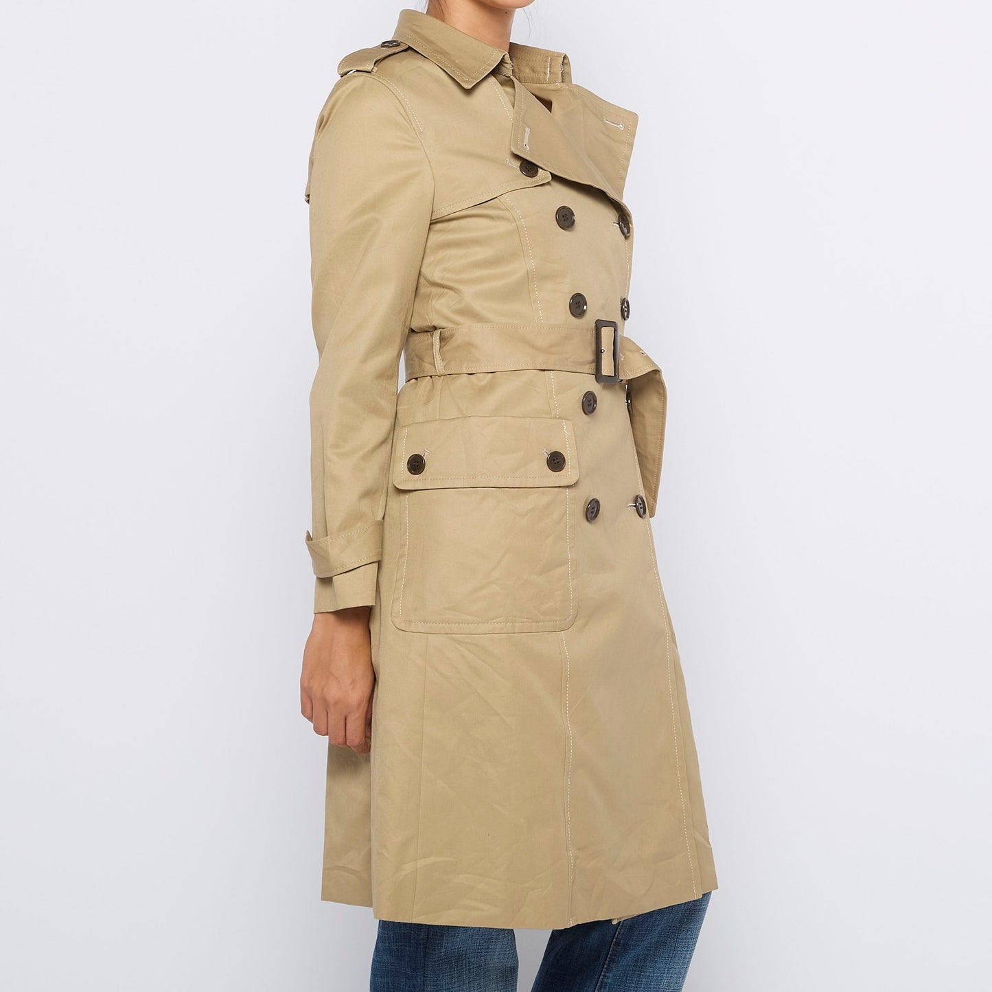 Single Breasted Trench Coat - S