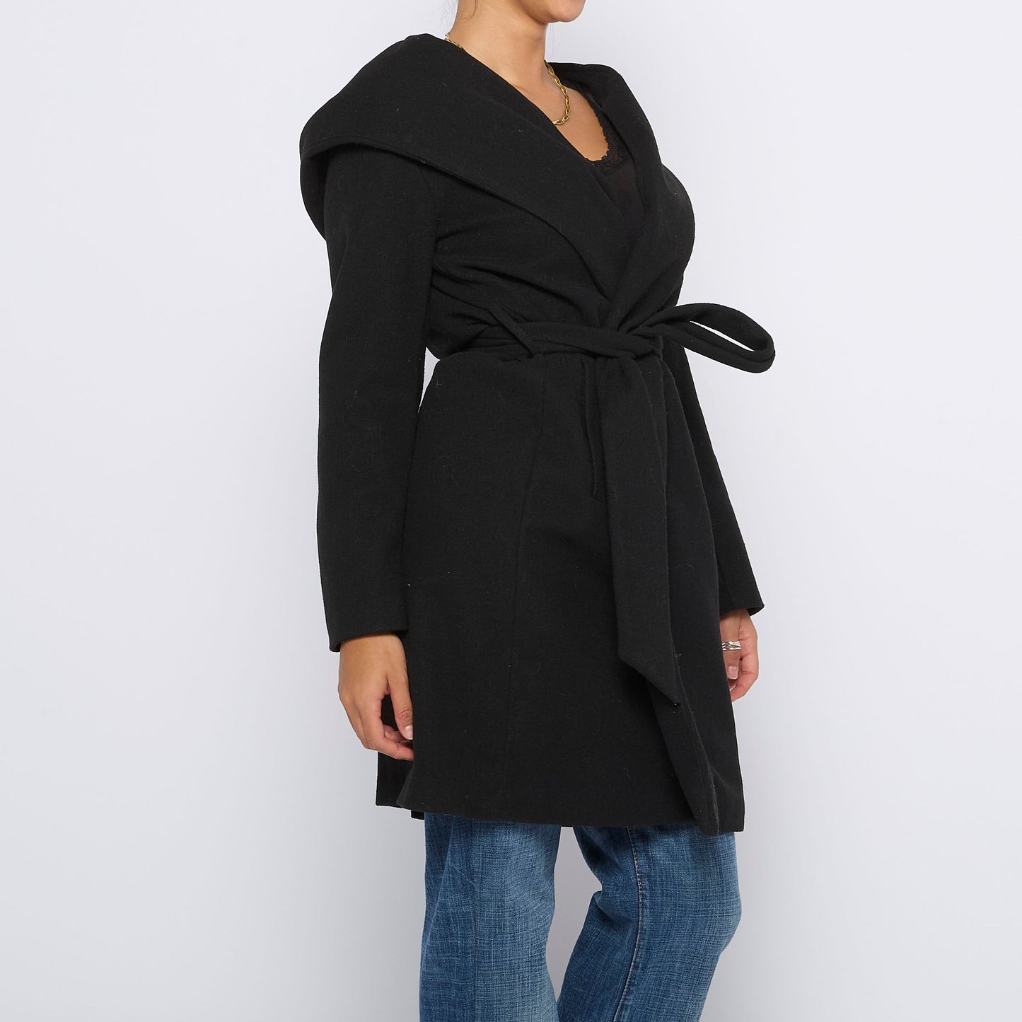 Zara Wool Mix Shawl Collar Belted Coat - S