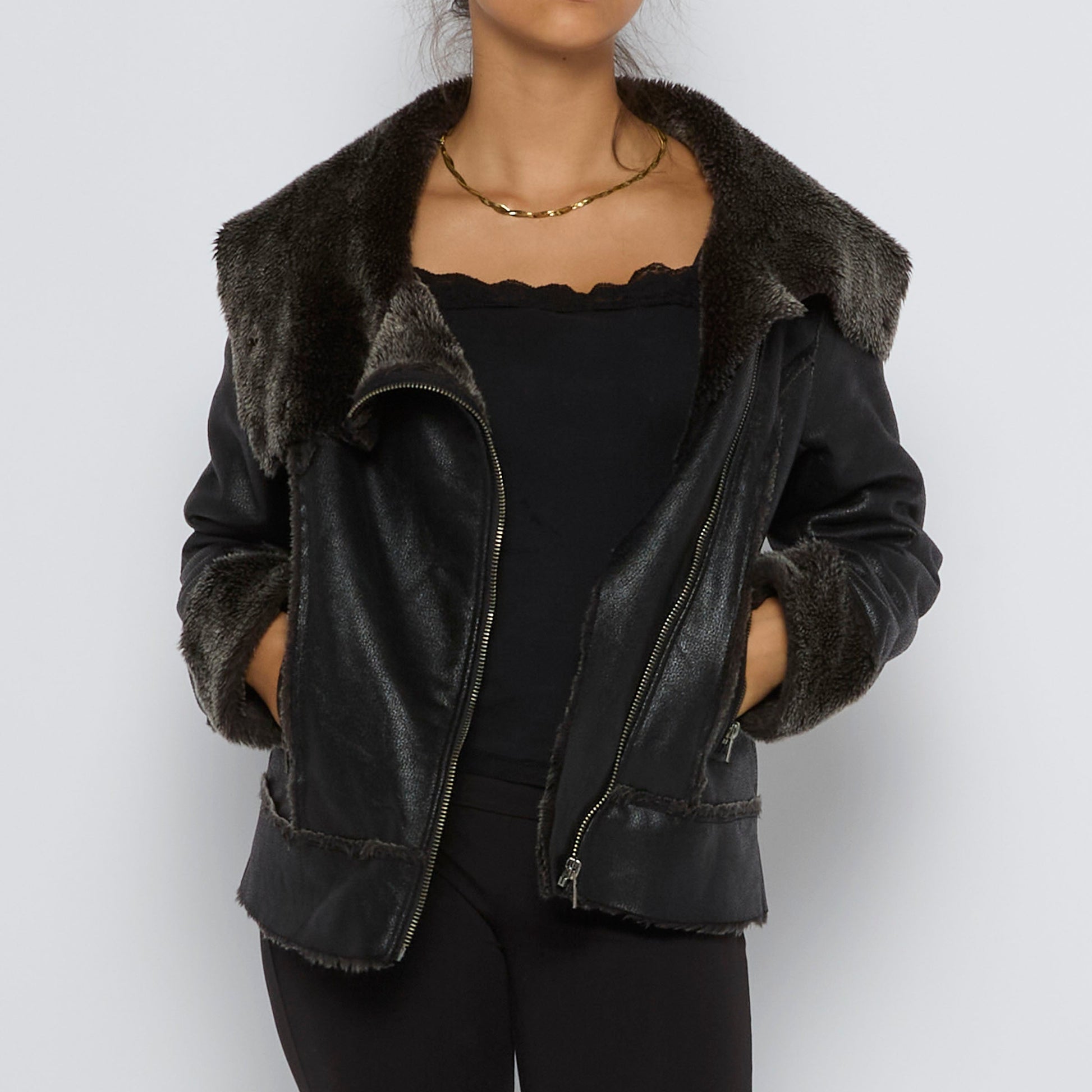 Fur Lined Full Zip Jacket - S