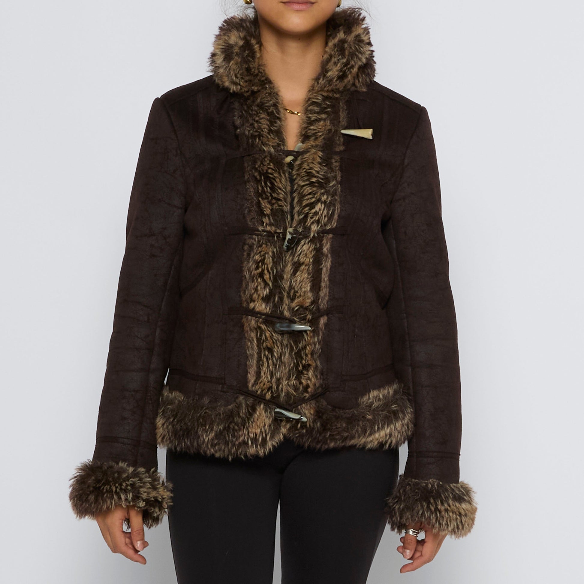 Fur Lined Suede Jacket - S