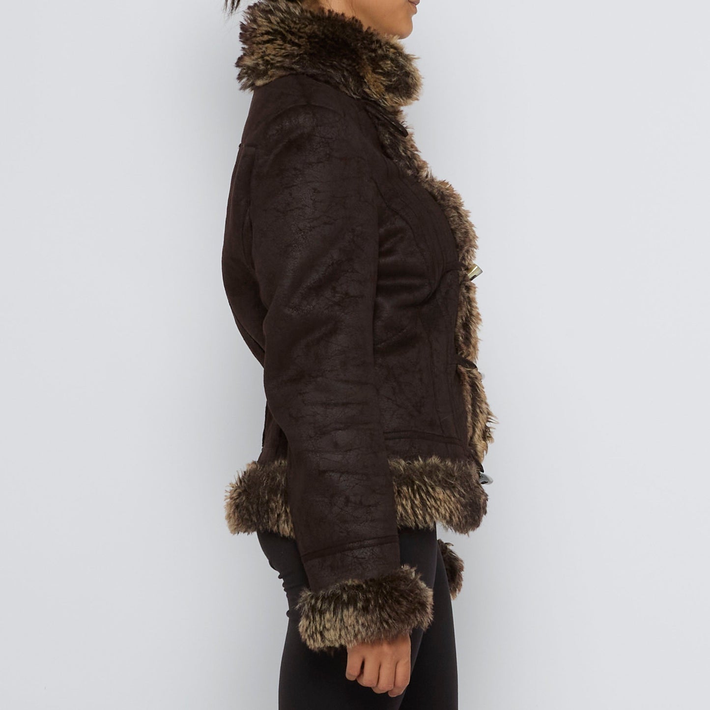 Fur Lined & Trim Suede Jacket - S