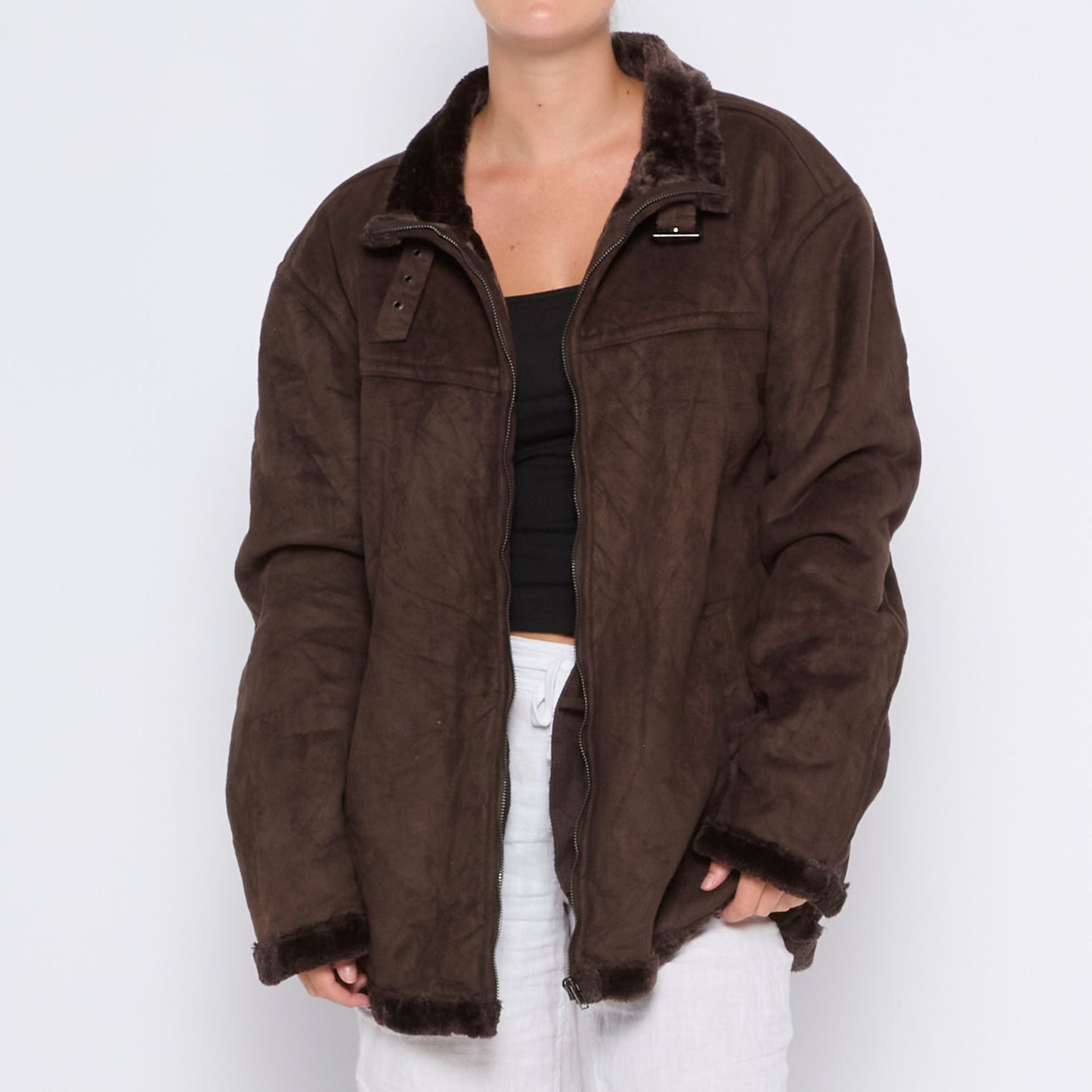 Fur Lined Suede Jacket - XL