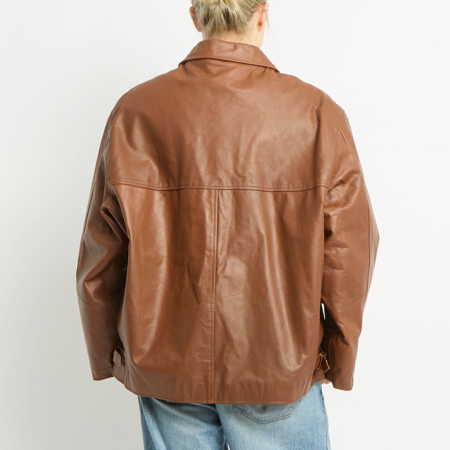 Leather Jacket With Side Fastenings - XL