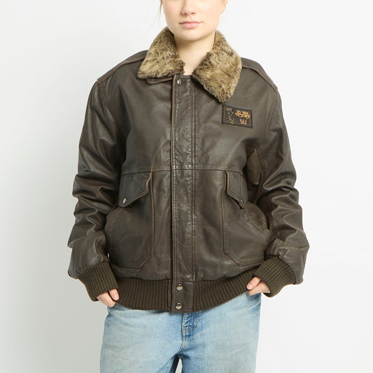 Aviator Jacket With Patches -  XL